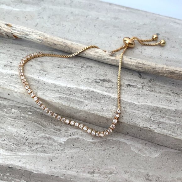 New ~ Anthropologie Shashi Rose Gold Diamond Tennis Bracelet - Picture 11 of 14